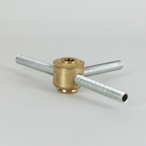 3 X 1/8ips. Side Holes - 90-Degree T - 1/8ips Bottom - Small Cluster Body - Unfinished Brass