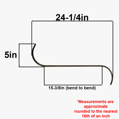 24-1/4in Long - 1/8ips Male Threaded S Shape Bent Arm - Unfinished Brass