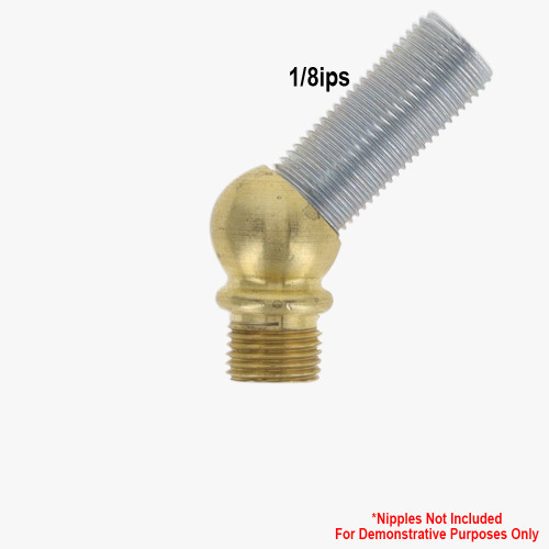 1/8ips threaded - 1/2in Diameter 45 Degree Ball Armback - Unfinished Brass