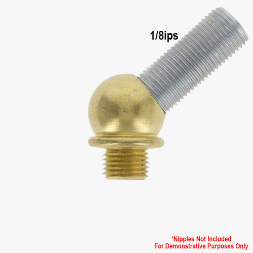 1/8ips Threaded - 5/8in Diameter 45 Degree Ball Armback - Unfinished Brass