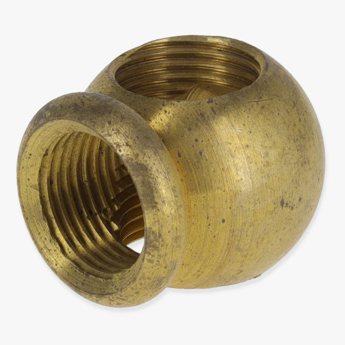 3/8ips Threaded - 1-1/8in Diameter Tee Fitting Ball Armback - Unfinished Brass