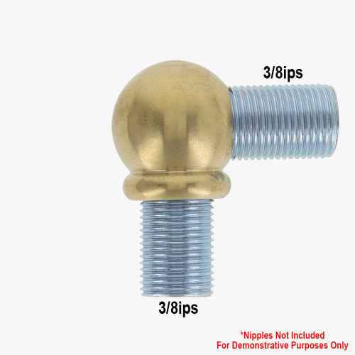 3/8ips Threaded - 1-1/8in Diameter 90 Degree Ball Armback - Unfinished Brass