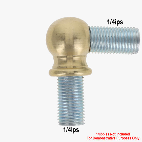 1/4ips Threaded - 7/8in Diameter 90 Degree Ball Armback - Unfinished Brass