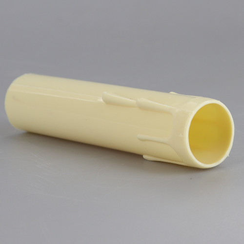 4in. Long Plastic E-12 Base Candle Socket Cover - Candelabra - Ivory Drip