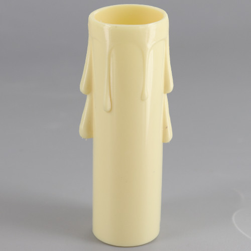 3in. Long Plastic E-12 Base Candle Socket Cover - Candelabra - Ivory Drip
