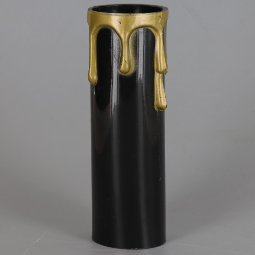 4in. Long Plastic E-26 Base Candle Socket Cover - Edison - Black with Gold Drip