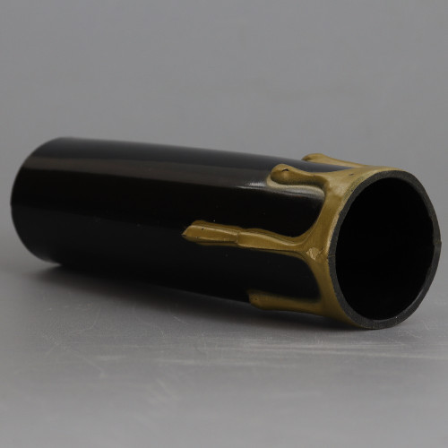 4in. Long Plastic E-26 Base Candle Socket Cover - Edison - Black with Gold Drip