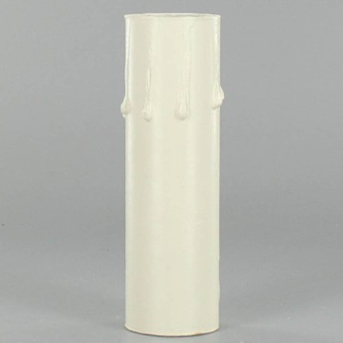 3in. Long Paper/Fiber E-12 Candelabra Base Candle Socket Cover - Ivory Drip