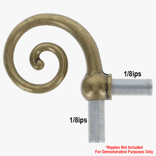 1/8ips Threaded - 90 Degree Scroll Armback - Unfinished Brass