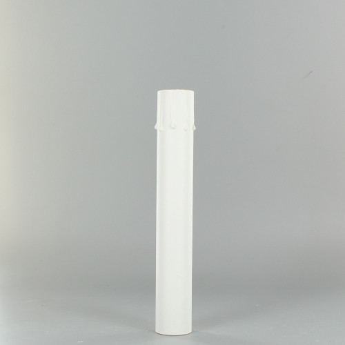 6in. Long Paper/Fiber E-12 Candelabra Base Candle Socket Cover - White Drip