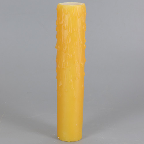 6in. Beeswax E-12 Base Candle Socket Cover - Candelabra - Amber Drip