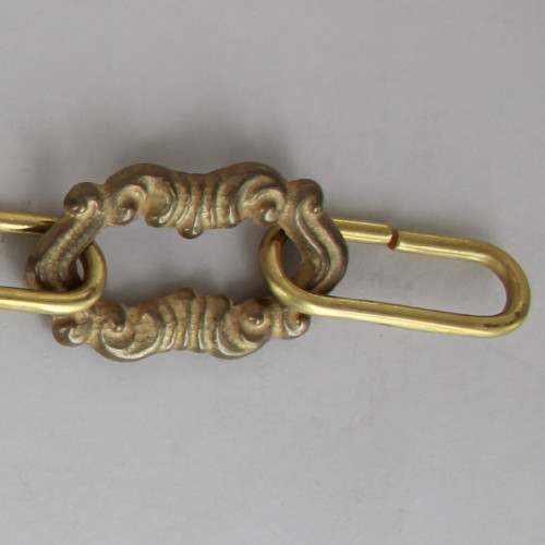 1/8in. Thick Cast Brass Medium Scroll Lamp Chain - Unfinished Brass