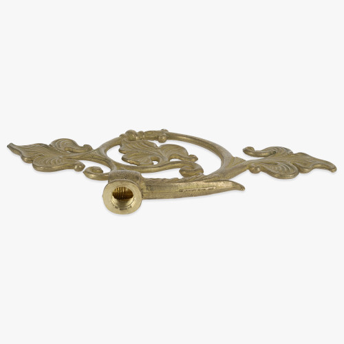 1/8ips Threaded - 90 Degree Decorative Leaf Armback - Unfinished Brass