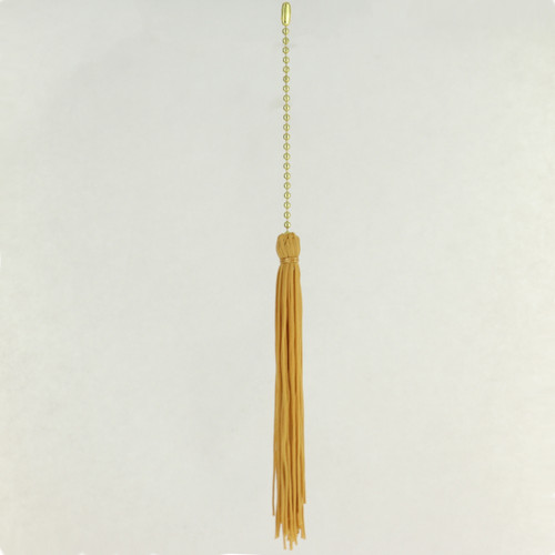 Gold Pull Tassel with 3in. Beaded Chain and Coupling for 6 Gauge Chain