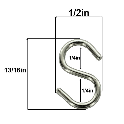 3/4in. Long S-Hook - Nickel Plated