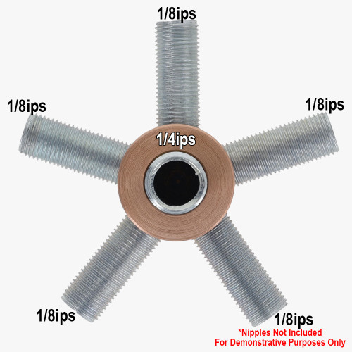 1/4ips X (5) 1/8ips Threaded - 1in Diameter Disc Armback - Unfinished Copper