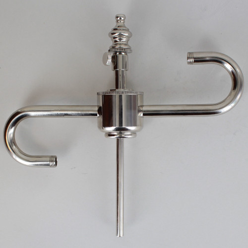 Two Light Adjustable S-cluster With Shade Rest And Finial - Polished Nickel Finish