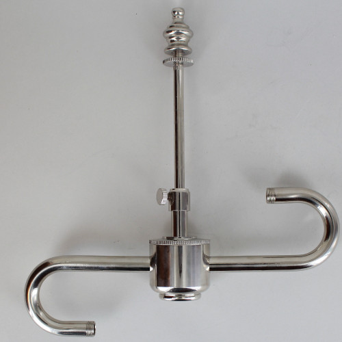 Two Light Adjustable S-cluster With Shade Rest And Finial - Polished Nickel Finish