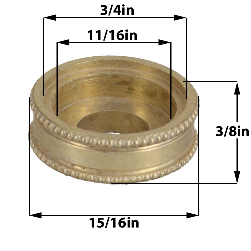 3/4in Diameter Turned Brass Beaded Brass Checkring