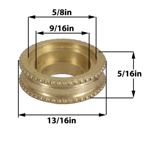 5/8in Diameter Turned Brass Beaded Brass Checkring