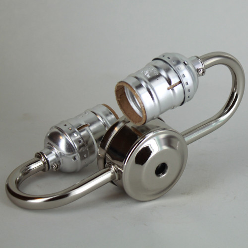 2 Light 1/8ips Threaded E26 Keyless Cluster with 14in. Leads - Nickel Plated Finish