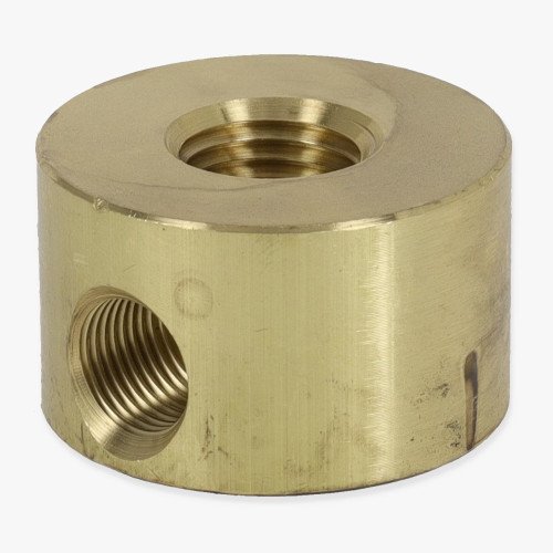 1/4ips X (2) 1/8ips Threaded - 1-1/4in Diameter Tee Disc Armback - Unfinished Brass