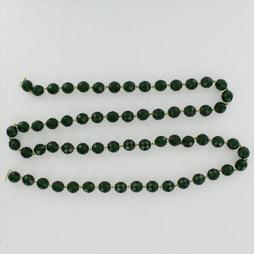 12mm. Green Crystal  Cut and Faceted Round Beaded with Brass Pin Chain