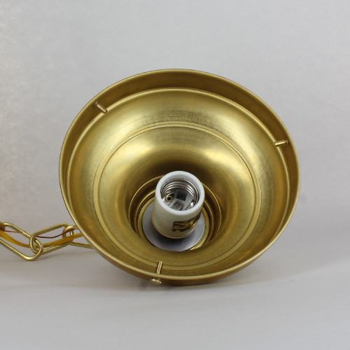 6 inch Holder Fixture with 3 ft. Brass Chain and Canopy - Unfinished Brass