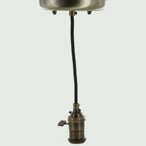 Single Turn Knob Uno Pendant Fixture with 10ft. Black Fabric Wire - Antique Brass