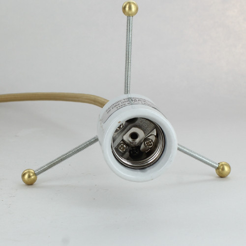 Spider Fixture with 2FT 183 SVT Gold Lamp Wire - Brass Plated