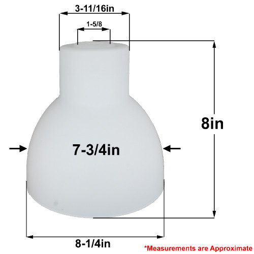 8-1/4in Diameter Opal Matt Finish Glass Warehouse Style Shade with 1-5/8in Hole