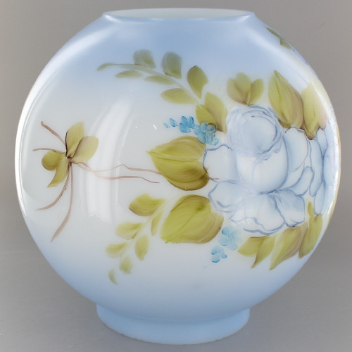 8in. Open Ball with Blue Mist and Hand Painted Flowers and 4in. Bottom Fitter