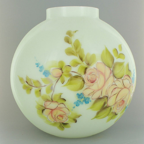 8in. Open Ball with Beige and Pink Hand Painted Flowers and 4in. Bottom Fitter