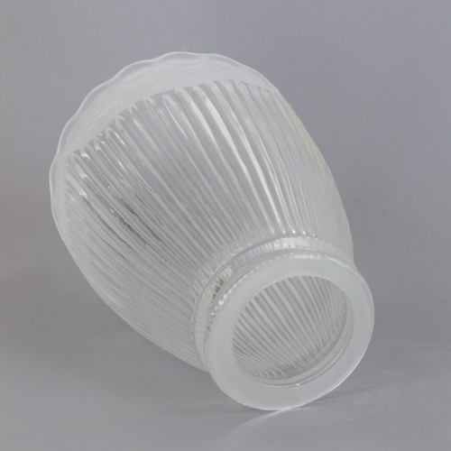 Clear Ribbed Shade 2-1/4in Fitter Shade with Frosted Flower Rim