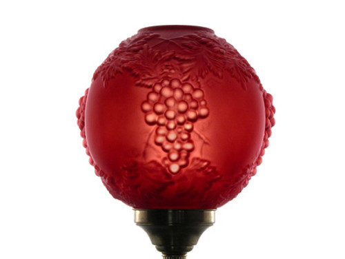 Ruby Frosted Embossed Grape Open Ball with 4in. Bottom and 3-1/2in. Top Holes