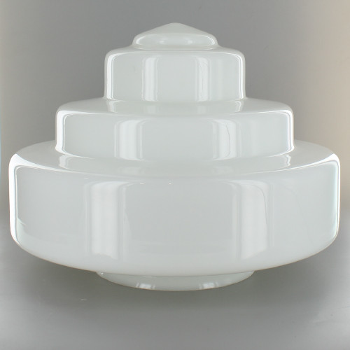 12in. Opal Milk White Wedding Cake Glass Shade with 6in. Neck