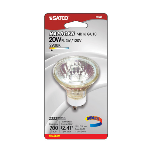 20 Watt - Halogen - MR16 - 2000 Average rated hours - 120 Lumens - GU10 ...