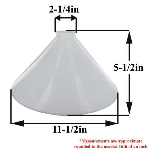 12in. White Cone Shade with 2-1/4in. Neck