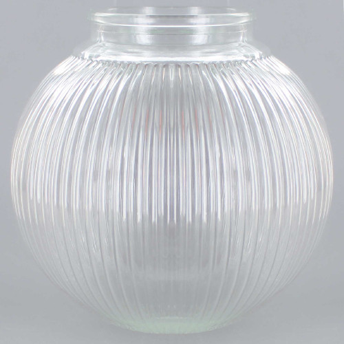6in Hand Blown Glass Ball with 3-1/4in Neck - Clear Prismatic Holophane