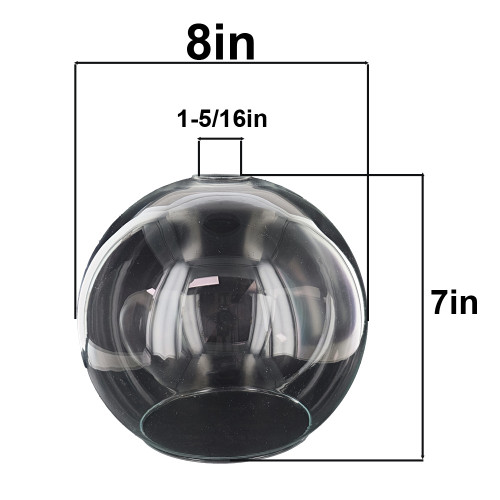 8in. Clear Glass Open Ball with 4-3/4in. and 1-5/8in. Hole