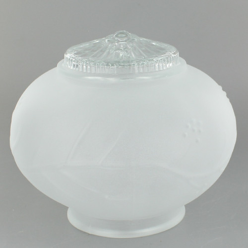 Frosted Glass Ball with Floral Print and 3-1/4in. Neck