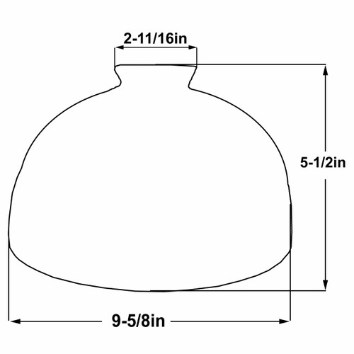 10in. Top Hand Blown IES Clear Glass Shade with 3in. Neck