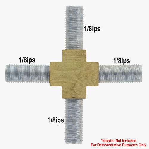 1/8ips Threaded - Geometric Style 4-Way Armback - Unfinished Brass