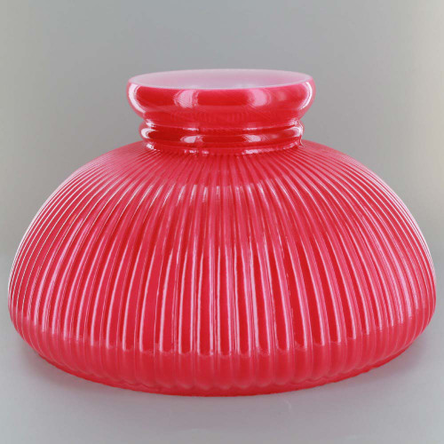 Glazed Red Painted Ribbed Student Shade with 9-3/4in. Neck - USA