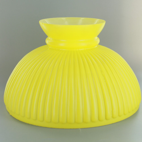 Glazed Yellow Painted Ribbed Student Shade with 9-3/4in. Neck - USA