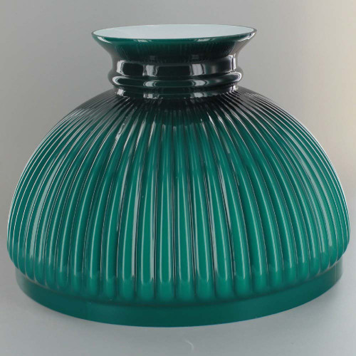 Cased Green Ribbed Student Shade with 9-3/4in. Neck
