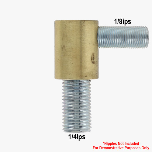 1/4ips X 1/8ips Threaded - 3/4in Diameter Straight 90 Degree Armback - Unfinished Brass