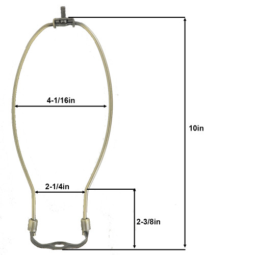 10in. Brass Plated Regular Duty Lamp Shade Harp with Saddle