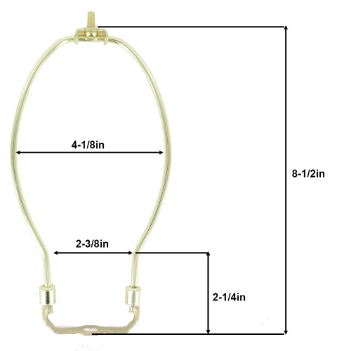 8-1/2in. Brass Plated Heavy Duty Lamp Shade Harp with Saddle