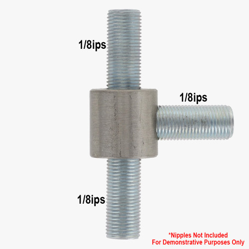 1/8ips Threaded - 3/4in Diameter Tee Fitting Straight Armback - Satin Nickel Finish